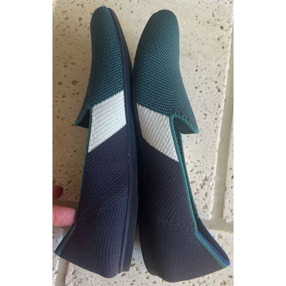 Rothy's Spruce Prep Loafer Women's Size 6.5 
Green, Navy, and White - Picture 6 of 13